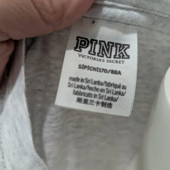 Victoria's Secret Love Pink Gray Long Sleeve Shirt - Picture 3 of 4